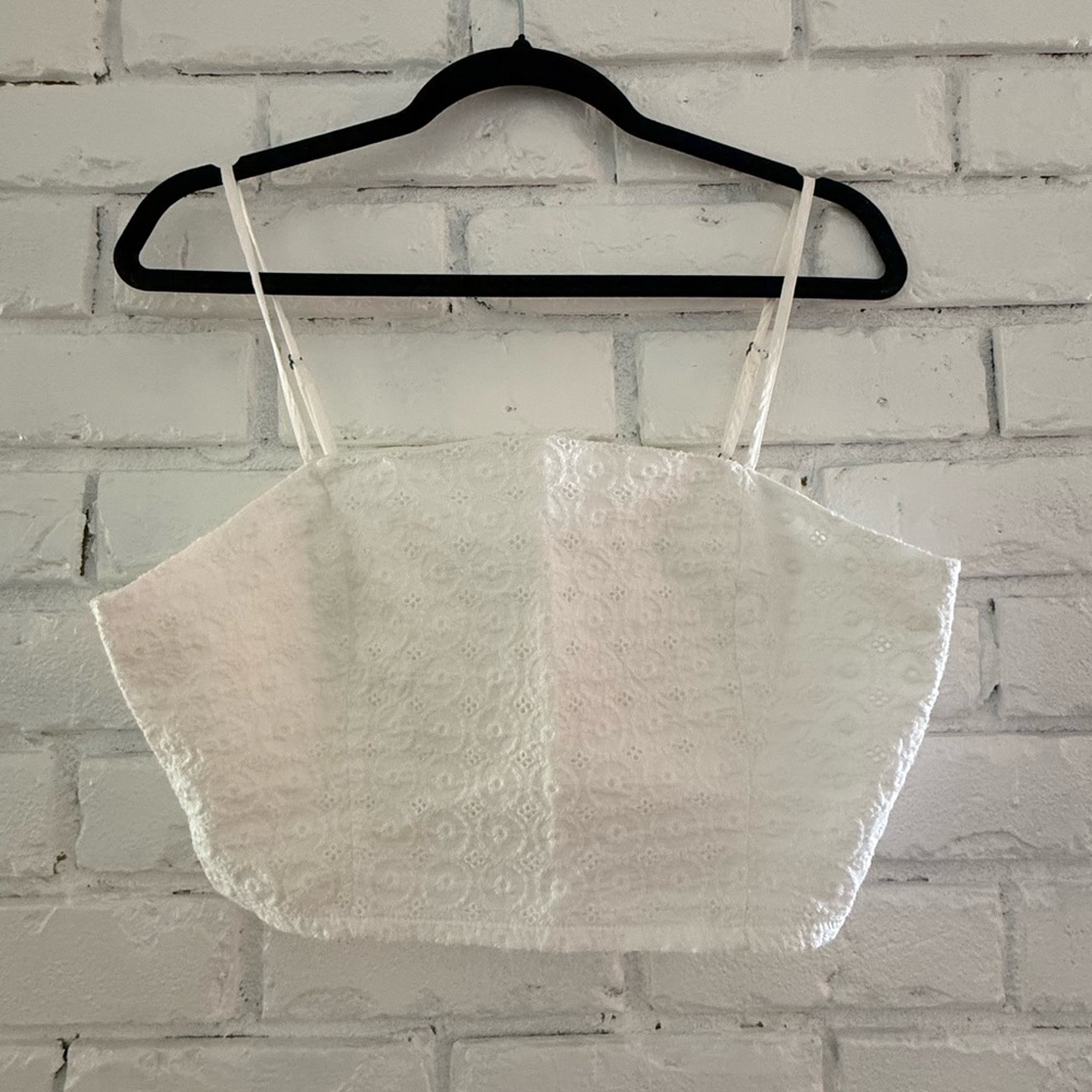 White Lace Crop Tank Top
